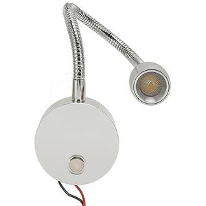 RV LED-leeslamp, DC12‑24V Dimbare Flexibele Zwanenhals-leeslamp aan Het Bed met USB Type C-poort Aanraakbediening RV-binnenverlichting Aanraaklamp Wandmontage voor Camper (Zilver)