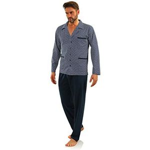 Sesto Senso Heren Pyjama Set Met Knoopsluiting Kotoen Met Zak Lang Mouw Top & Bottom Knop Pyjamabroek Nachtkleding Pjs M 2281-01 graN