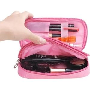 Make-up Tas Vrouwen Spiegel Mini Cosmetische Tas Eenvoudige Waterdichte Opbergdoos Zwarte Schoonheid Organizer Benodigdheden, roze, Eén maat