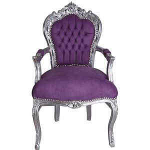 Koninklijke troon stoel stoel hout geolsterd barok zilver lila armleunstoel cat535e31 Palazzo Exclusief