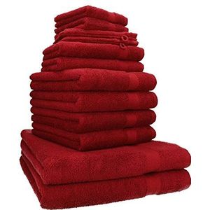 Betz 12-delige handdoekenset PREMIUM 100% katoen 2 lighanddoeken 4 handdoeken 2 gastendoekjes 2 zeepdoekjes 2 washandjes kleur robijnrood