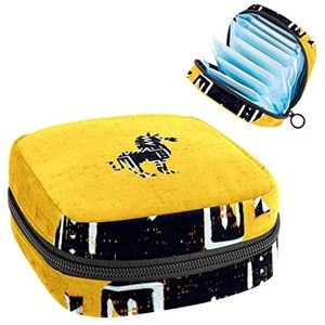 Periode Pouch Draagbare Tampon Opbergtas,Tampon Houder voor Portemonnee Vrouwelijke Product Organizer,Helder Geel Dier, Meerkleurig, 4.7x6.6x6.6 in/12x17x17 cm