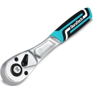 DURATECH Ratelhandgreep, 1/4"" vierkante aandrijving, omkeerbare ratel 90-tanden, van chroom-vanadiumstaal, kleine bedieningshoek 4° voor krappe installatieruimten