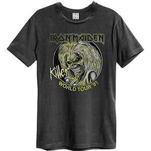 Amplified Iron Maiden Trooper Crew Tee T-shirt voor heren, Killers World Tour '81, antraciet, L