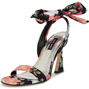 NINE WEST Kelsie damessandalen met hak, Black Summer Blooms Print Multi 009, 37 EU