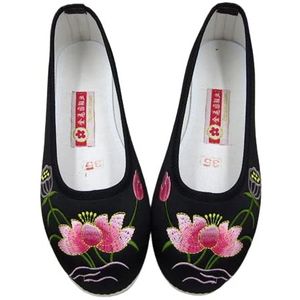 Generic Loafers Ballerina schoenen Comfortabel borduurwerk Dames schoenen wandelen dansende yoga schoenen rubberen zool,zwart,40