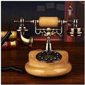 VDLLQYN, Home Wired Retro Oude Telefoon Amerikaanse Antieke Knop Handsfree Leren Touw Elektronische Mechanische Dubbele Ringtone ，Antieke telefoon