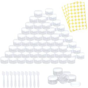 100 stuks Potjes, 5 ml Lege potjes Mini Helder Potje Monster Transparant Zalfpotje Cosmetische Fles Container met Schroefdop Reisset, Gebruikt voor Lippenbalsem, Lotion, Crème (wit)