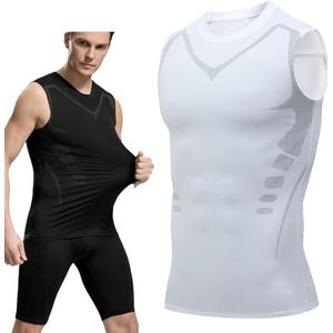 Tourmaline PostureCorrector Vest, Version Ionic Shaping Vest for Men, Guys Men Chest Compression Top (S,White A)