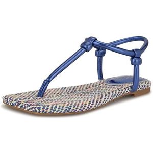 Nine West Nortny Flat Sandaal voor dames, Blauw 420, 35.5 EU