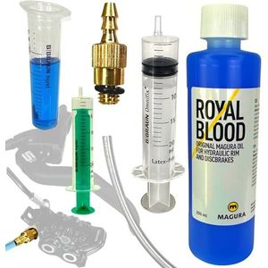 Magura Royal Blood minerale olie 250 ml + F26 Service Kit hydraulische schijfremmen velgremmen ontluchtingsset ontluchtingsset Mt 2 4 5 6 7 8 HS11 Hs22 HS33