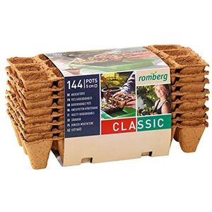 Romberg Kweekpotten Classic vierkant 5x5 cm (144 stuks, 12 strepen, biologisch afbreekbaar, turfvrij) 10091109