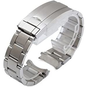 Horloge Armband for Rolex for SUBMARINER for DAYTONA for SUP GMT Mannen Fine-Tuning Trekknop Sluiting 904L Roestvrij Stalen Horloge Ketting 20mm (Color : Silver Full matte, Size : 21mm with Logo)