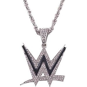 1983 Mode Wild Hip-Hop En Trend Ketting Mannen Occident Letter W Diamant Kettingen Hangers Rvs Ketting voor Mannen, Zilver, Eén maat