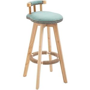 Moderne barstoel Ergonomische rugleuning Receptie Hoge kruk Eilandbarkruk Massief houten stoel met voetsteun en antislipmat