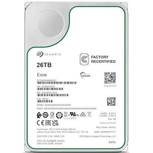 Seagate Exos 26 TB interne harde schijf, 3,5 inch HDD, SATA3, 256 MB cache (vernieuwd)