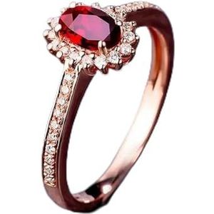 Bailiers Rose Golden Crystal Ruby Sieraden Ovale Verstelbare Prachtige Bruiloft Verlovingsringen voor Vrouwen, Resizable