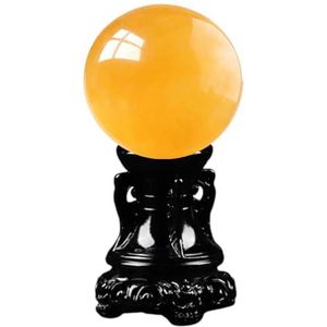 40-150 mm helende kristallen bol, natuurlijke amberkleurige edelsteen gesneden kwartsbal met houten standaard voor thuiskantoordecoratie, energiegenezing, meditatiepraktijk,110mm
