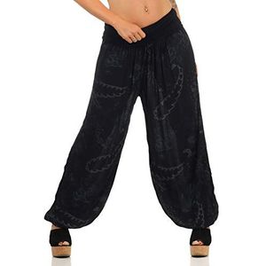 malito dames Aladdinbroek met opdruk | Harembroek om te dansen | Pofbroek om te chillen - Vrijetijdsbroek - Pofbroek 7185 (zwart)