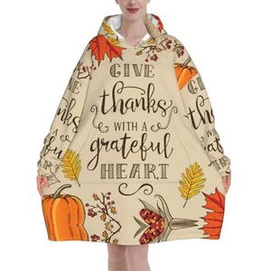 Oversized Thanksgiving Dag Punmpkin Hoodies Vrouwen Uk Pluizige Deken Hoodie Sherpa Vrouwen Fleece Draagbare Deken Mannen