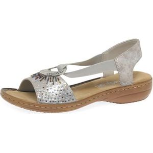 Rieker Slip-on sandalen met gevoerd voetbed voor dames, Metaal, 36 EU