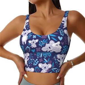 Mooie Koala Print Comfortabele Vrouwen Sport Vest Yoga Workout Vest Voor Vrouwen Lichtgewicht Zomer, Zwart, S