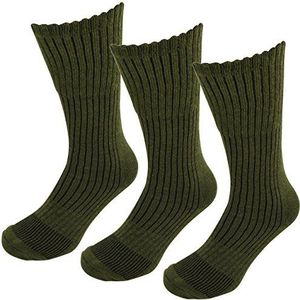 Itzu Militaire legerlaars voor heren, lange thermische sokken, badstof katoen (UK 6-11, EUR 39-45) in camouflagegroen, 3 paar Pack (Legergroen), One size