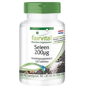 Fairvital | Selenium 200mcg tabletten (seleen) - HOOG GEDOSEERD - VEGAN - 120 tabletten - selenomethionine - schildklier