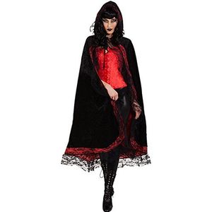 Amakando Capuchoncape met kant - zwart-rood - elegante vampiercape dames dracula outfit Halloween elegante vampiercape dark fashion vampierkostuum gothic cape met capuchon
