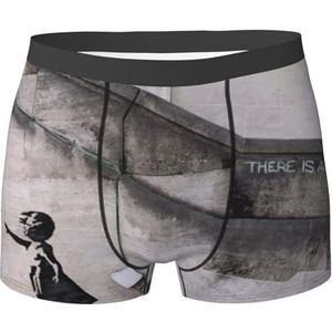 ZJYAGZX Meisje Met Ballonnen Print Heren Boxer Slips Trunks Ondergoed Vochtafvoerend Heren Ondergoed Ademend, Zwart, M