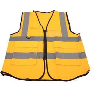 Veiligheidsvest, Waterdicht Vest met Hoge Zichtbaarheid en Reflecterende Strepen voor Bewaker voor Buitenwerk (Geel)