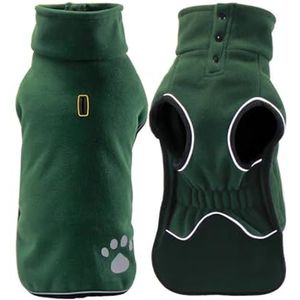 Fleece hondenjas Lente Warme hondenkleding for kleine, middelgrote en grote honden Reflecterende winddichte buitenjas for huisdieren Elastische buik Corgi (Color : Green, Size : XXL)