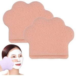 2 stuks Cat Claw Sponzen, Leuke Cat Claw Shaped Exfoliatie Reinigingssponzen Herbruikbare Make-up Verwijderingsspons, Volwassen Lichaamsscrub Badspons Exfoliërende Handschoenen /8691/141(Orange)