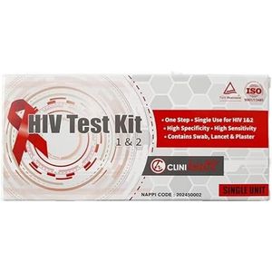 Eentraps hiv-testset 1 en 2, hoge specificiteit en gevoeligheid, bevat wattenstaafje lancet en verband