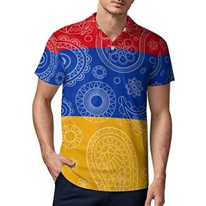 Armenië Paisley vlag heren golf poloshirt zomer korte mouw T-shirt casual sneldrogende T-shirts S