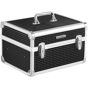 SONGMICS JBC328B01 Make-upkoffer, voor kappers en visagisten, met uitneembaar dienblad, met sloten, zwart