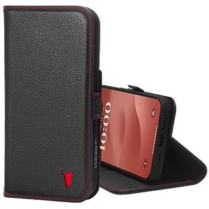 TORRO Case Compatibel met iPhone 15 Pro Max - Premium lederen portemonneehoes met standaard en kaartsleuven (Compatibel met officiële MagSafe-opladers) (Zwart)