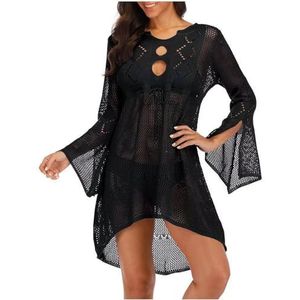 Jinsha Pareos Gebreide Strandponcho, strandjurk, bikini-cover-up voor dames, zomer