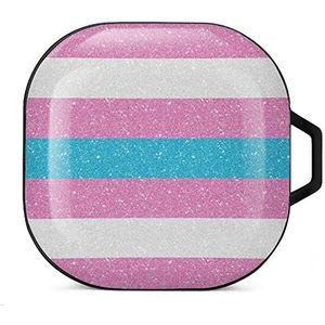Transgender Pride Flag Oordopjes Hoesje Compatibel met Samsung Hard Shell Beschermhoes Zwart-Stijl