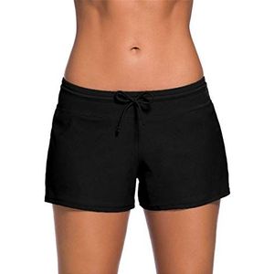 wiftms Watersport zwemshorts voor dames, korte zwembroek, sneldrogende zwemshorts, watersport, boardshorts, uv-bescherming, maat S - 3XL, zwart, XXL