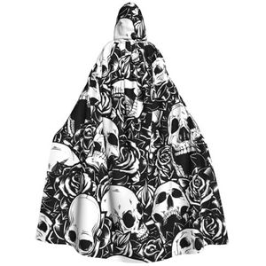 Bxzpzplj Skull Womens Mens volledige lengte carnaval cape met capuchon cosplay kostuums mantel, 185 cm