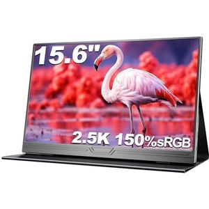 CUIUIC 15,6"" draagbare monitor 2,5K - QHD 2560x1440 IPS, 500 Nits, 150% sRGB, HDR, USB-C/HDMI, oogvriendelijk, tweede scherm voor Mac, laptop, mobiele telefoon, pc, PS5, Xbox met Smart Case