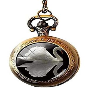 Animal Swan Lovers Pocket Horloge Ketting Glas Art Foto Sieraden Verjaardag Festival Gift