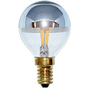 LED-gloeidraad druppel 2W = 25W E14 kopspiegel zilver gloeidraad 360° 2700K kopspiegellamp