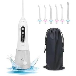 Monddouche USB Oplaadbare Water Flosser Draagbare Tandheelkundige Waterstraal 300ML Watertank Waterdichte Tanden Cleaner for Mondverzorging (Color : White Plus Bag)