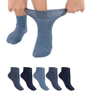 Footstar Diabetische sokken (6 paar) naadloze sokken zonder elastische band voor dames en heren, 6 paar blauw (korte sokken), 43/46 EU