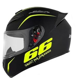 Full Face Motorhelm met Dubbele Achtervleugels DOT Gecertificeerd - Lichtgewicht en Duurzame Volwassen Motorfiets Straat Fietshelm (M)(Sub-black 66,Medium)