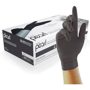 UNIGLOVES GP0033 Parelpoedervrije nitril handschoenen, zwart, medium, 100 stuks