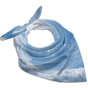 Blauwe sterrenhemel bandana's voor mannen vrouwen vierkante kop zijden sjaal lichtgewicht wikkel hals zakdoek halsdoek 63,5 cm x 63,5 cm