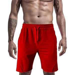 Sportshorts, hardloopshorts, sneldrogend, korte broek, ademend, sport, sweatpants sportshorts voor heren met zak, fitnessshorts, marathon, joggen, Rood, S